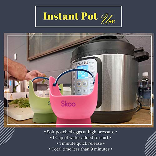 Egg Poacher Skoo Silicone Egg Poaching Cups + Lids + Ebook Egg