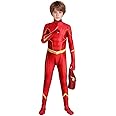 Halloween Boys Superhero Costume Cosplay Red Jumpsuit Bodysuit Zentai Onesie Outfit Dress up for Kids