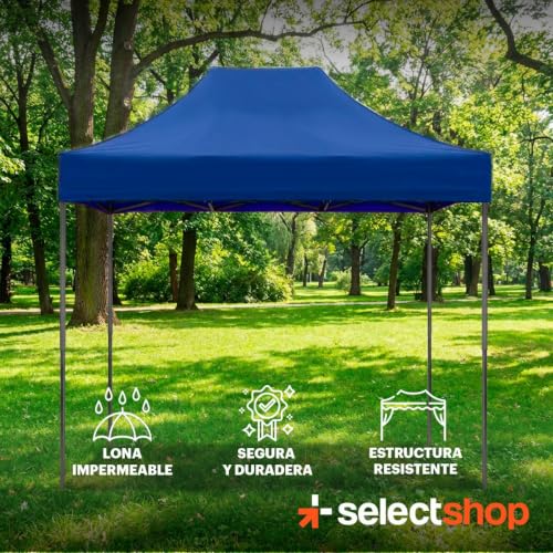 SELECTSHOP Carpa Toldo 2x3M Reforzado Plegable Impermeable Facil Armado Y Transporte para Jardín Casa Exterior Uso Rudo Acero Lona (Azul)