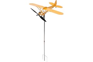 ASIXXSIX J3 Cub Airplane Weathervane for Yard and Garden Decor, 3D Metal Wind Sculpture, Gifts for Flight Lovers (L)