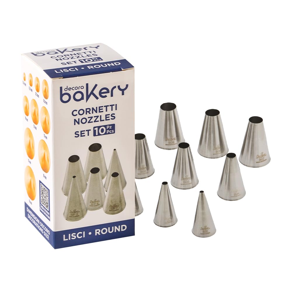 DECORA Set 10 Round NOOZLES, Acciaio Inossidabile, Steel, 30 x 30 x 30 cm
