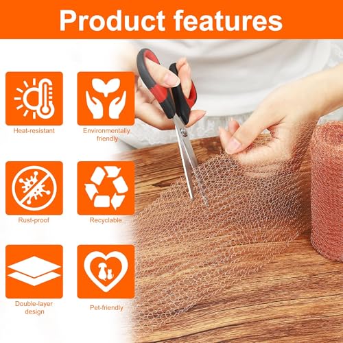 WUFANC 2 Volumes Copper Netting, 12.7cm x (10M+6M), Anti Snail Netting for Vegetable Garden, Raised Bedspread, Double Layer Mesh Copper Mesh Snails to Cut, Suitable for Garden, Balcony