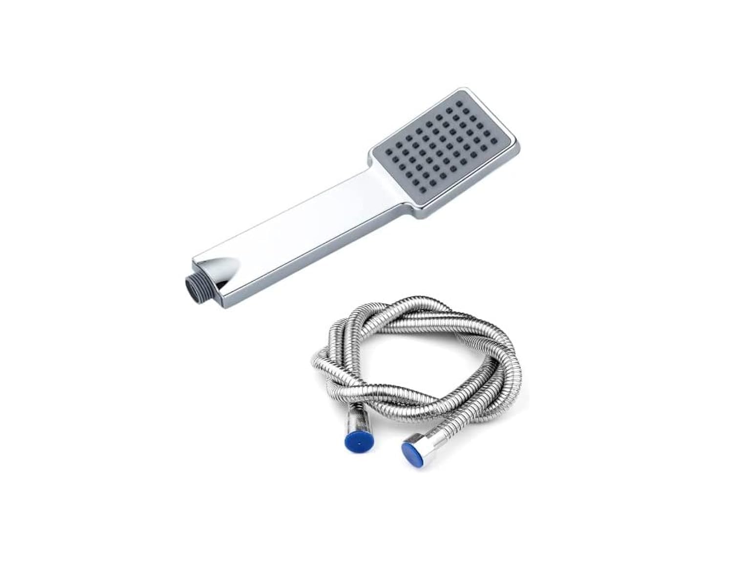 Square Slim Shower Head Rectangle 1 Mode Stainless Steel 2 m Bathroom Hose ANI-Lime Scale Shower Head Rainfall Hand Held Water Saving Bathroom Handshower