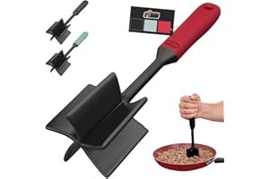 Gorilla Grip 5 Blade Heat Resistant Nylon Meat Chopper, Non Scratch Potato Masher Tool, Safe for All Cookware, Patent Pending Kitchen Utensil for Ground Beef, Hamburger Smasher Cooking Tools, Red
