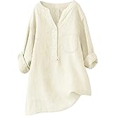 Linen Shirt for Women Breathable Tops Loose Crewneck Tops Womens Daily t Shirts Summer Shirts for Women 2025
