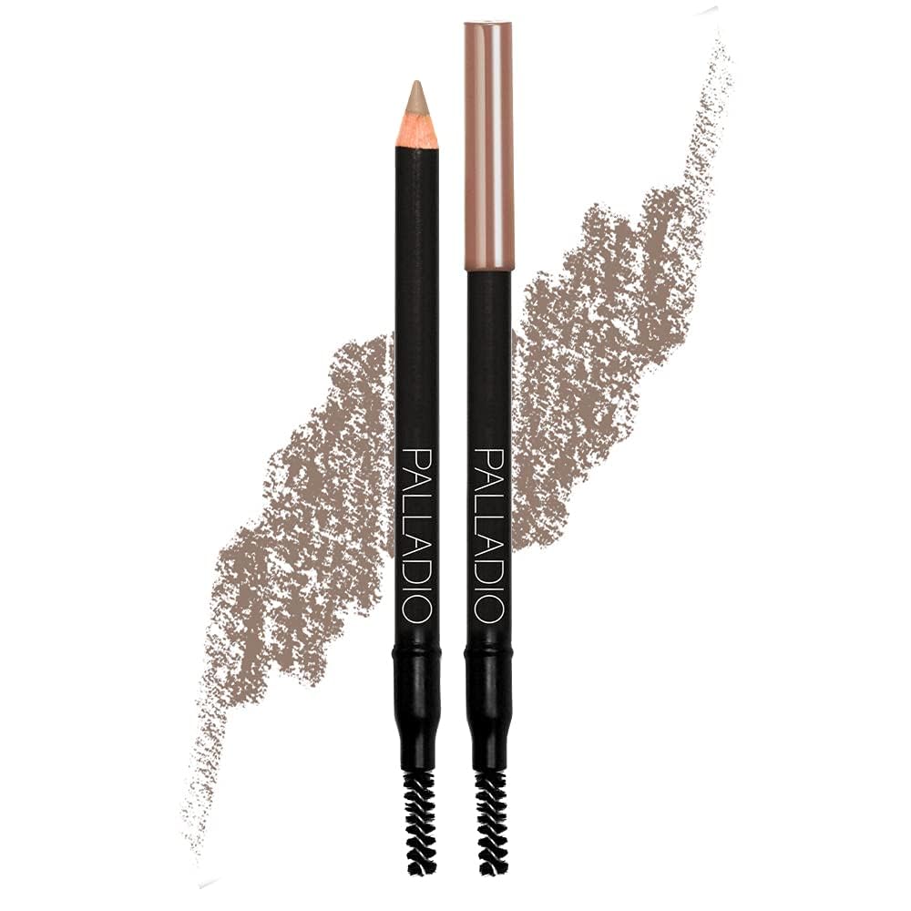 Palladio Brow Pencil, Creates Hair Like Lines, Fills Brows, Attached Brush Softens Pencil Strokes, Natural Appearance, Enhances Eyebrows, Long Lasting, Ultra Precise, Taupe