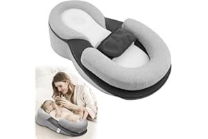 Wedge Pillow for Newborn Support Pillows Reflux Wedges Breastfeeding Nursing Feeding Reducing Spit-Up with Safety Strap (Gery