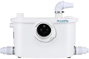 HOCANFLO 500W Macerator Pump with Impeller Blades, Sewerage Pump,3 Connections for Bathroom, Sink, Basement,Water Disposal, Automatic Start and Stop, Reamer Crush Function