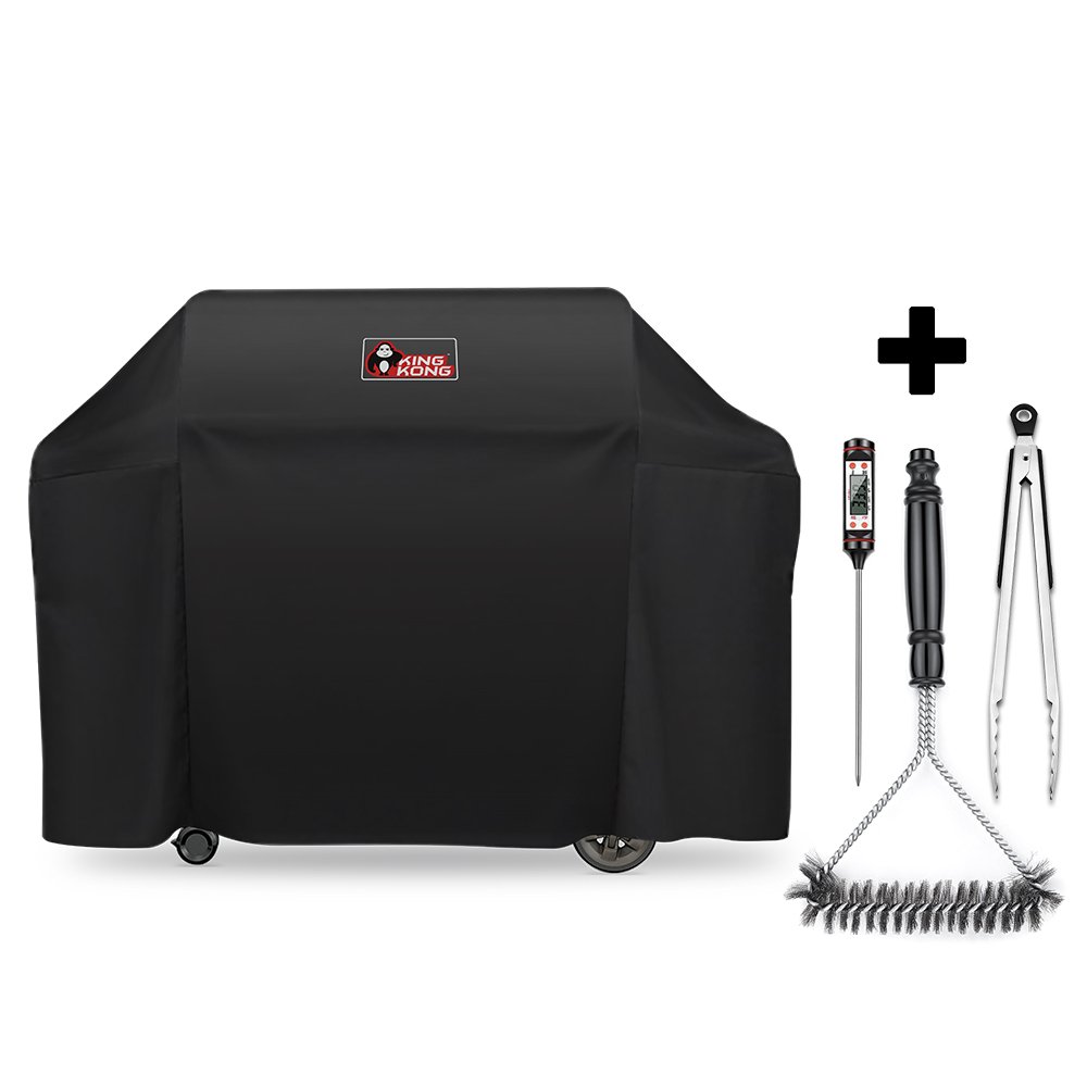 Kingkong 7131 Grill Cover for Weber Genesis II 4 Burner Grill including Brush, Tongs and Thermometer