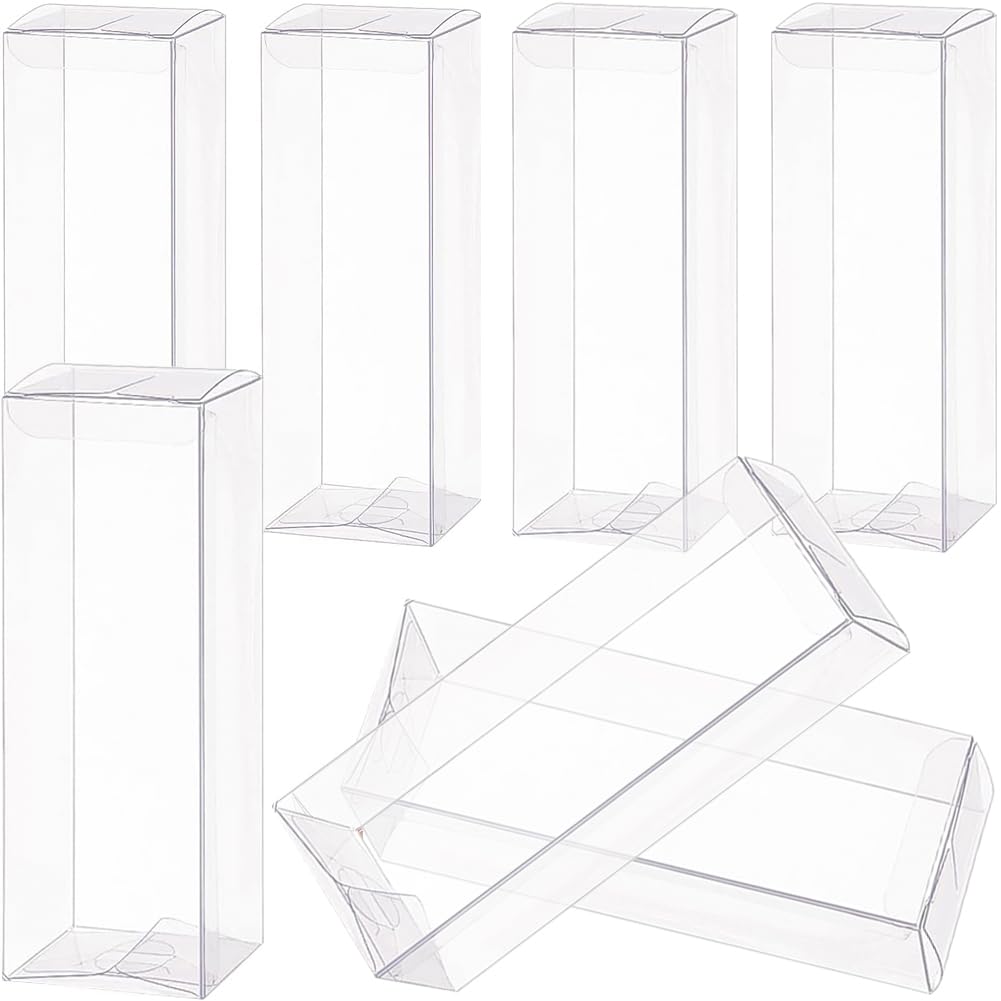 BENECREAT 20PCS Clear Wedding Favour Boxes 4x4x12cm Rectangle PVC Transparent Gift Boxes for Candy Chocolate Party Gift Wrapping