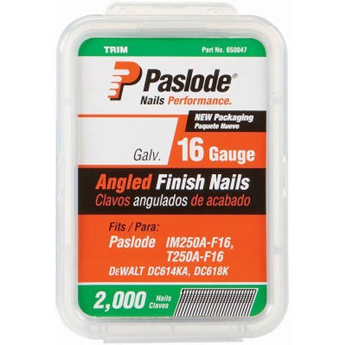 Paslode 650232 2-1/2-Inch by 16 Gauge 20 Degree Angled Galvanized Finish Nail (2,000 per Box)