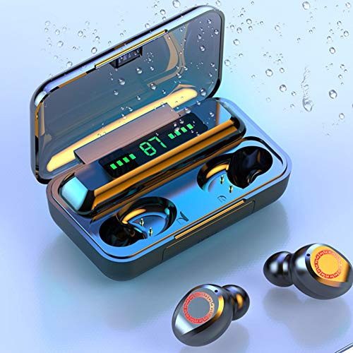 gdfh Waterproof Wireless Earbuds, Bluetooth 5.0 Wireless Headphone Hi-Fi Stereo Sound, Waterproof in-Ear Wireless Earphones w/Mic LCD Digital Display Rechargeable Case