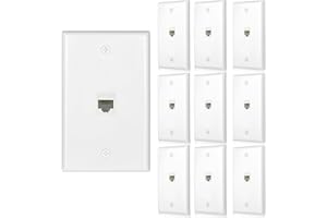 10 Pack Ethernet Wall Outlet Cat6 Plate RJ45 Keystone Jack Panels Gifts Network White 1 Port Inline Coupler Connector Interne