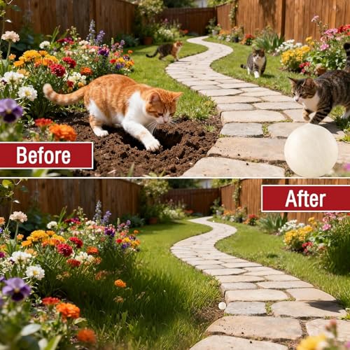 12PCS-Natural Outdoor Cat Repellent Balls,Cat Deterrent Outdoor – Effectively Protect Your Yard, Garden, and Lawn from Unwanted Cat Scratching, Digging & Spraying (L1)