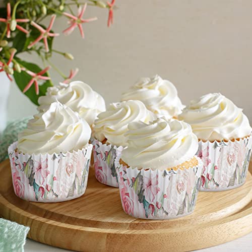 300 Pieces Floral Cupcake Liners Floral Cupcake Wrappers Baking Cups