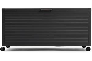 MIRADOR 281 Gallon Outdoor Storage Box Waterproof with Wheels, Metal Deck Boxfor Patio Furniture, Garden Tools, Outdoor Cushion, Charcoal