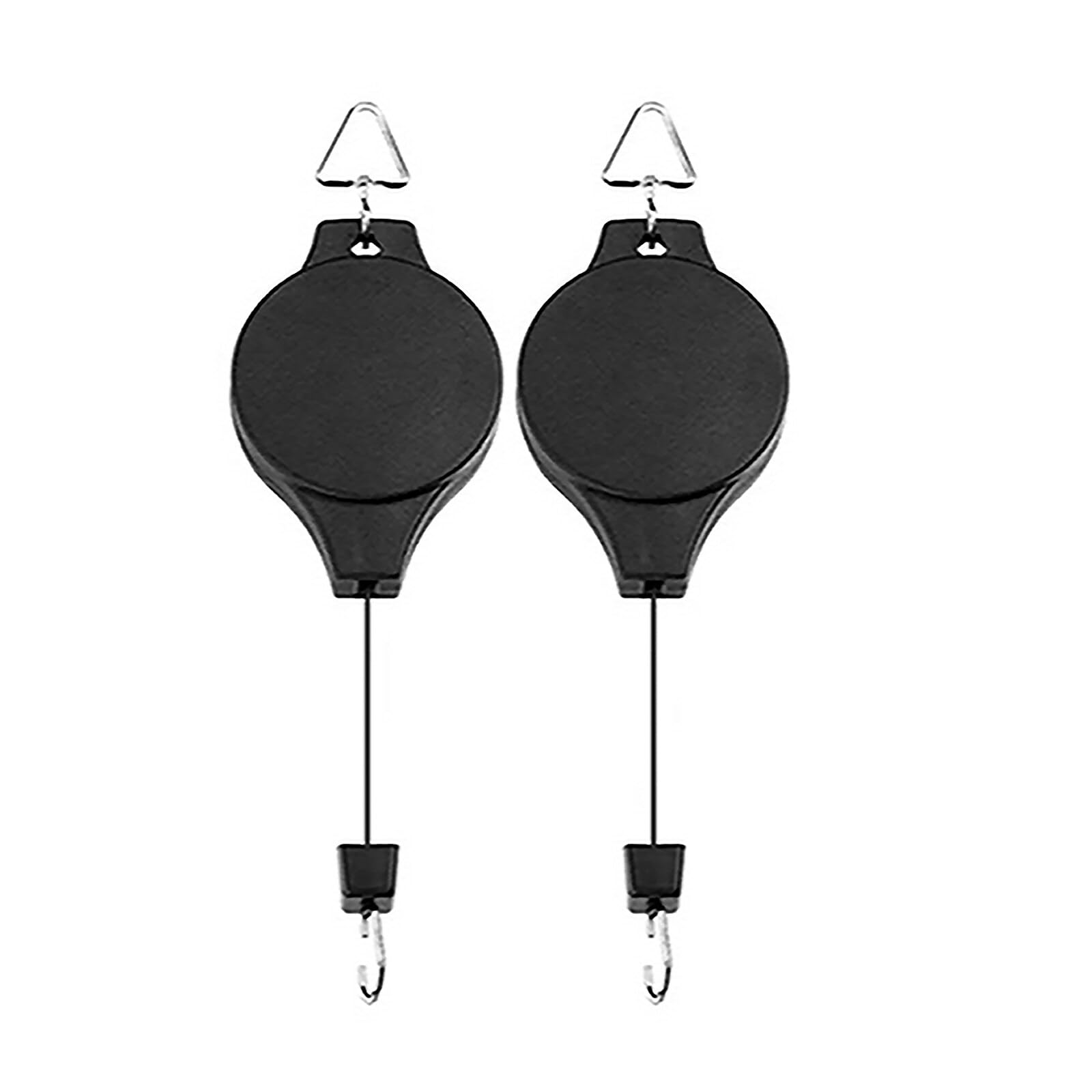 AIWMQYYF 2 Pcs Retractable Hanging Pulley and Hooks - Basket Watering Device With Chains for Flowers, Pots, Bird Feeders (Black)