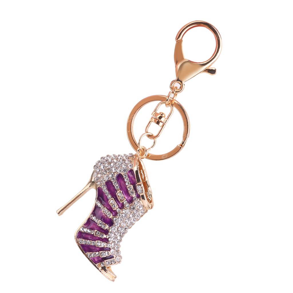 PANYTOW 1pc Rhinestone High Heel Pendant Charm Keyring Keychain with Lobster Clasp