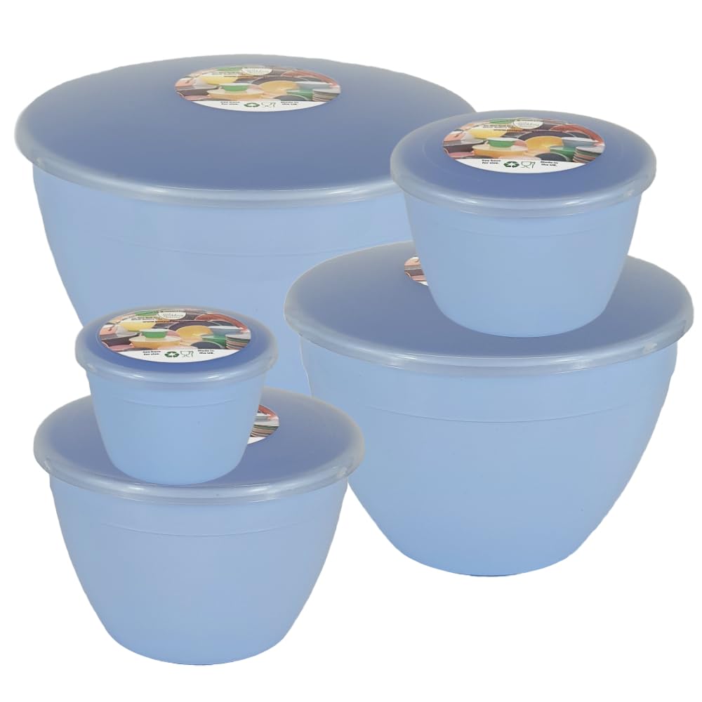 Just Pudding Basins Blue Space Saving Set of Plastic Steam Pudding Bowls and Lids 5 Popular Sizes Up to 3 Pints