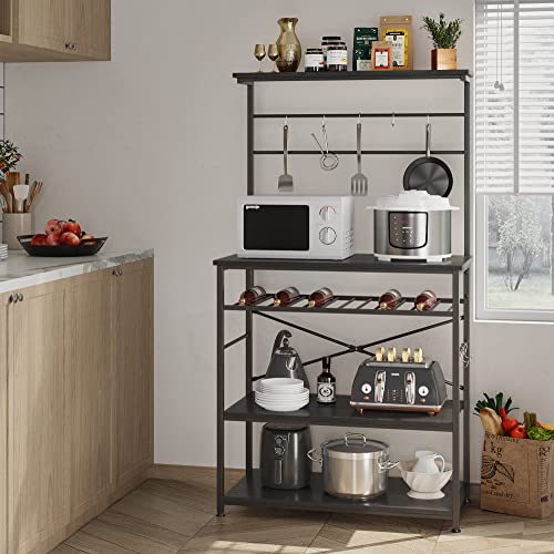 Bestier Kitchen Baker's Rack Utility Storage Shelf with Wine Rack 5