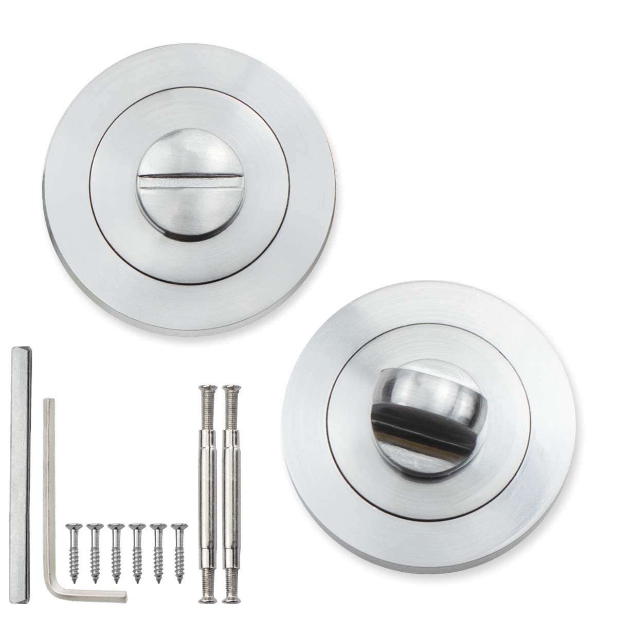 Bwintech 1 Pair 52MM Satin Chrome Bathroom Escutcheon Polished Nickel Turn and Release Set
