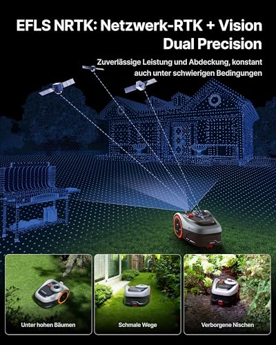 Segway Navimow i205 AWD Mähroboter ohne Begrenzungskabel mit Garage S, Empf. 500 m², Allradantrieb für Steigungen bis zu 45%, EFLS NRTK+Vision, Keine RTK-Antenne erforderlich 6