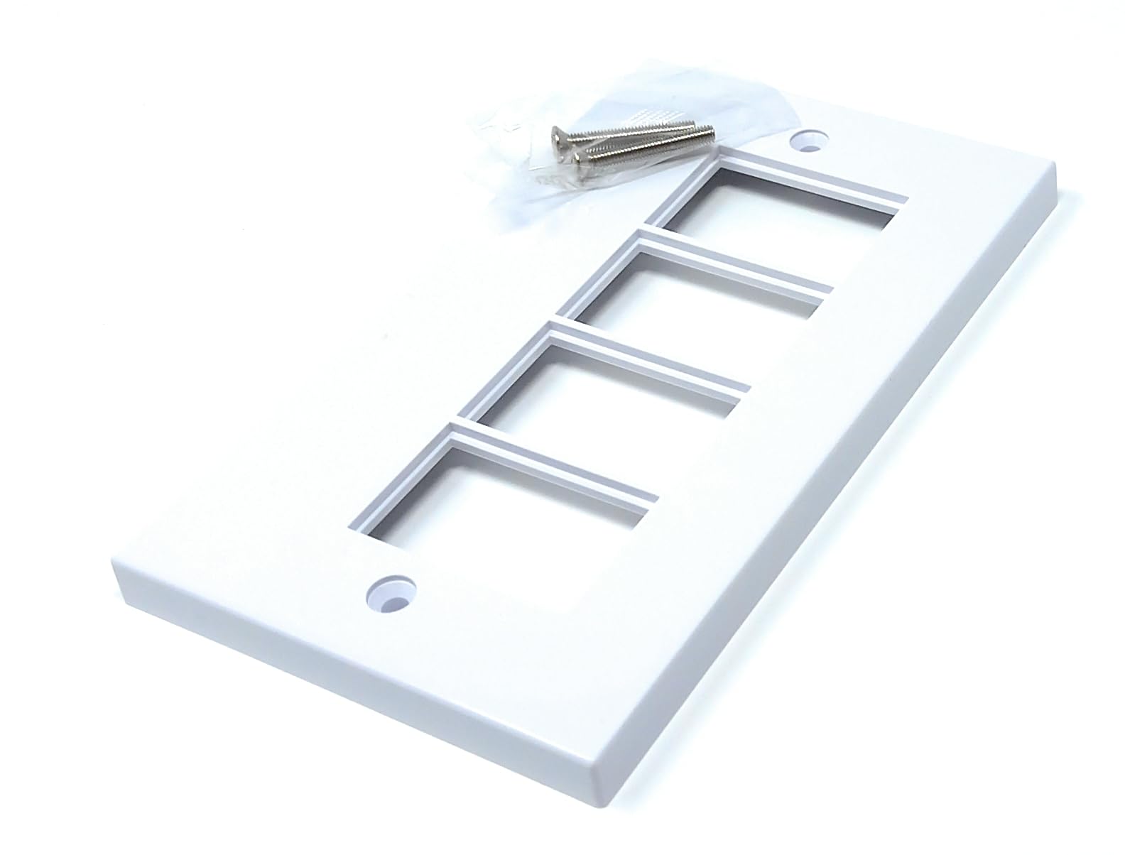 Euro Module Wall Plate Faceplate Frame with Screws – Compatible with Standard Euro UK Modules (Dual Gang 4 Port)