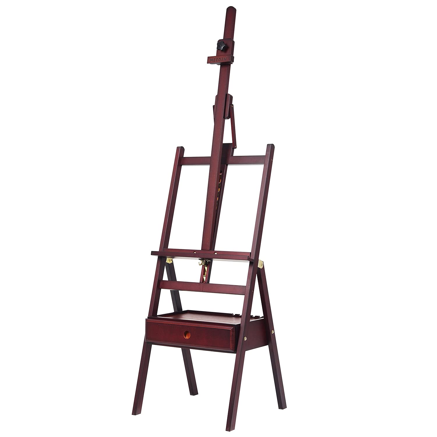 MEEDEN Studio Wooden Easel for Painting, Forward Tilt Beechwood Easel, Adjustable H-Frame Floor Easel Stand with Large Storage Drawer, Professional Art Easel for Artists & Beginners, Max Canvas to 37"