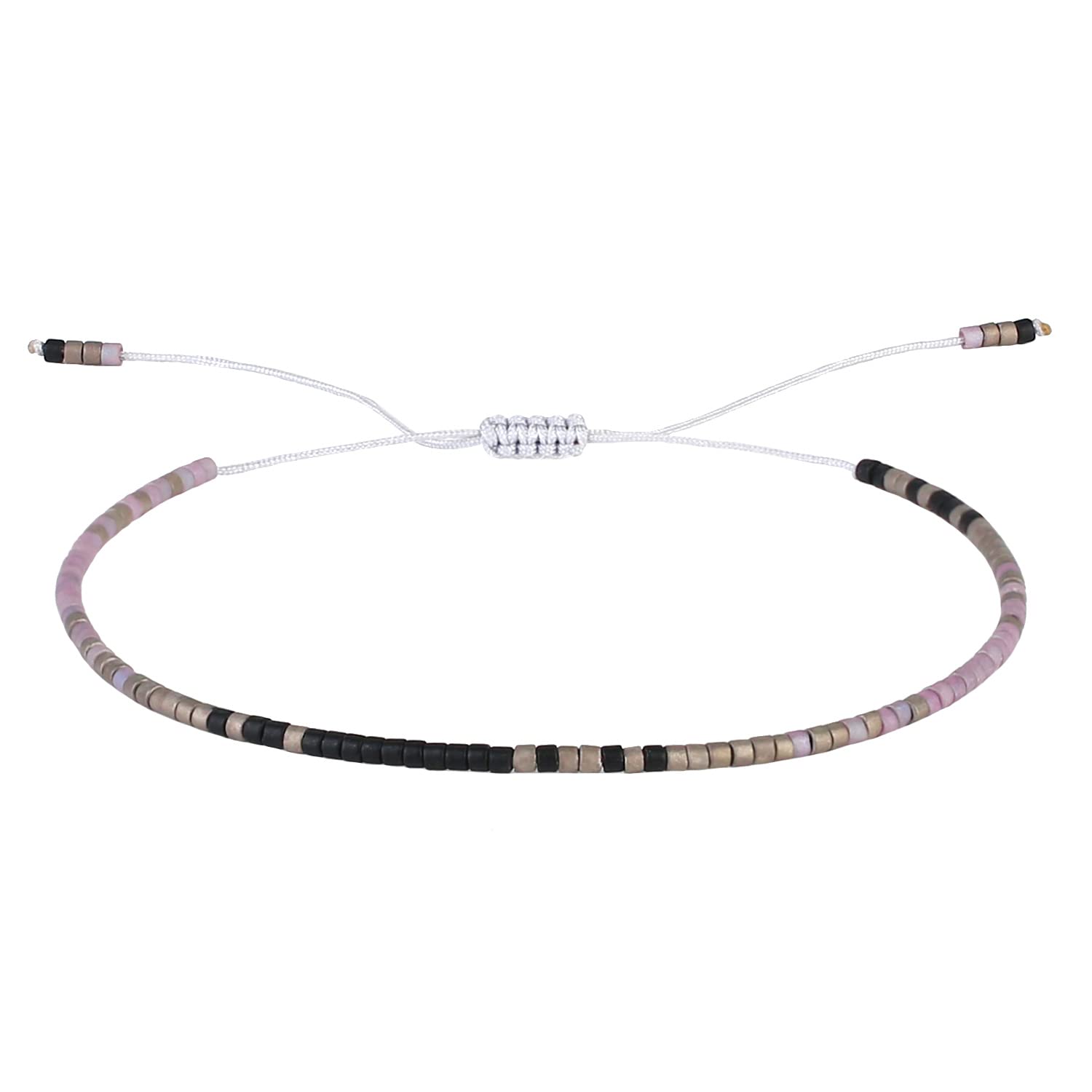 KELITCH Women Crystal Friendship Bracelets Handmade New Miyuki Beads Charm Bracelets Bangles (Purple H)