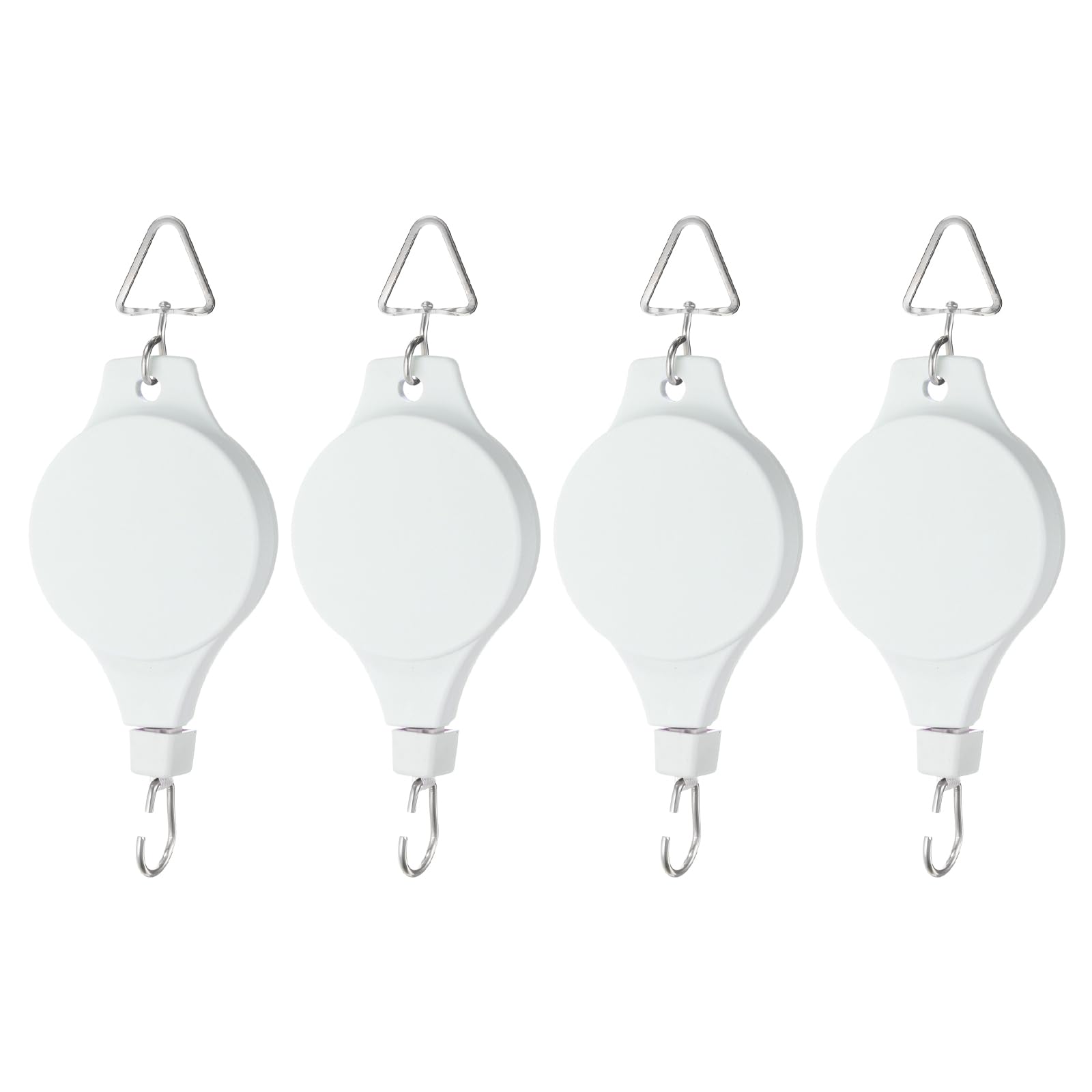 PATIKIL Plant Hanger, 4 Pcs Pulley Retractable Triangle Hanging Flower Basket Hook Indoor and Outdoor Plant Pots Holder, for Planters, Flower Basket, Wind Chimes, Bird Feeders, White