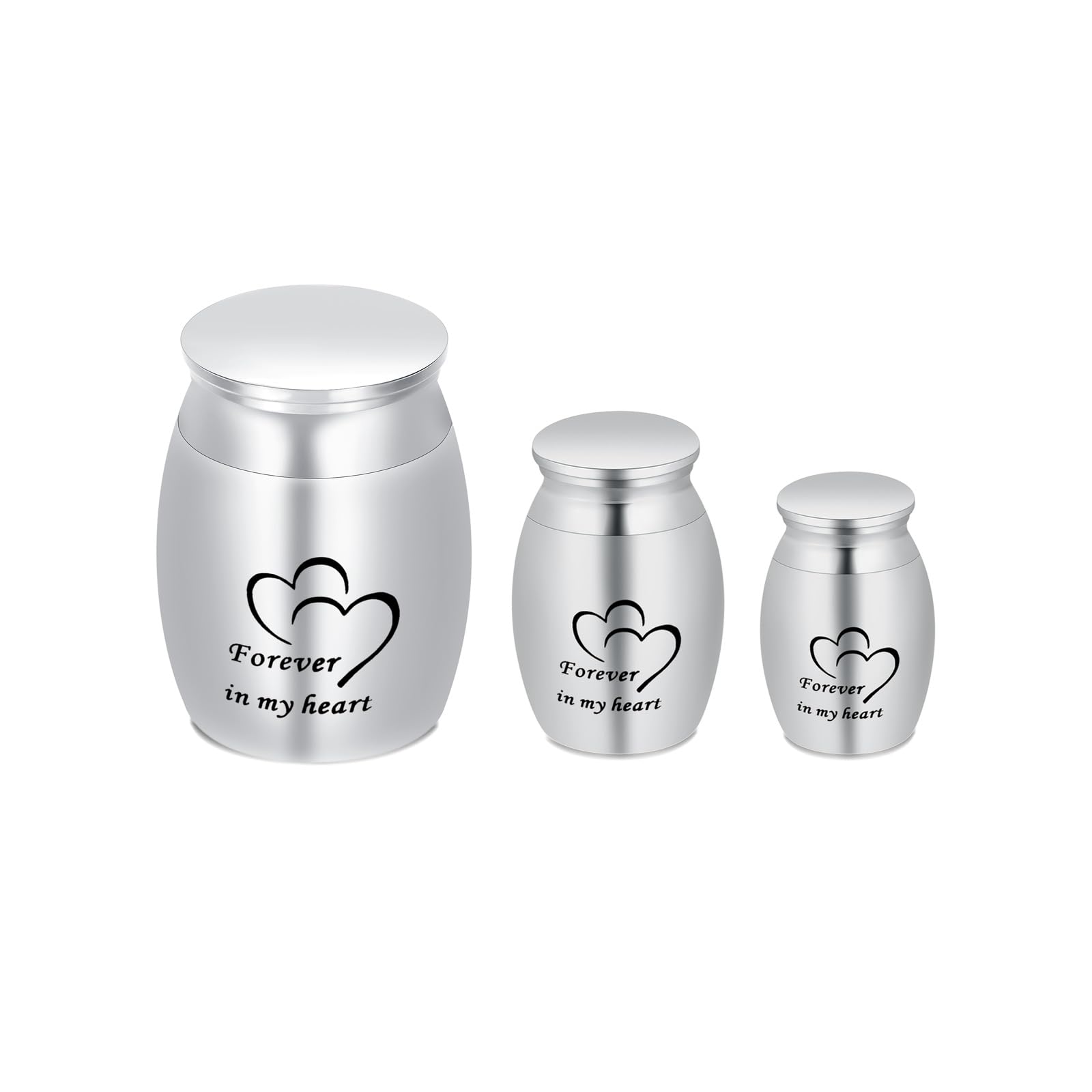 Small Keepsake Urns for Human Ashes - Stainless Steel Cremation Jewelry Set for Pet Dog Cat Funeral Memorial (3pcs)