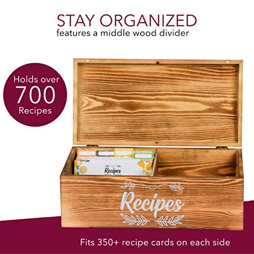 Pinelive 700+ Large Recipe Box with Cards and Dividers PLUS Phone/iPad