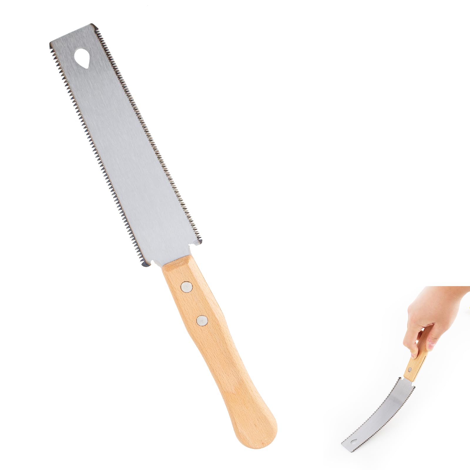 Small Japanese Hand Saw for Fine Cutting Wood, Small Woodworking Hand Saw Flexible Blade Double Edge14/17 Tpi Flush Cut Saw Wooden Handle Fine Tooth Pull for Light Woodworking Tools