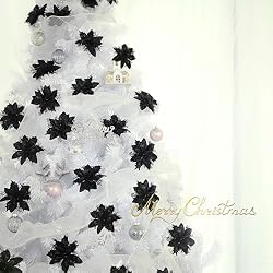 GREENTIME 12 Pcs Glitter Poinsettia 5.5" Artificial