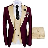 Wangyue Mens Suit 3 Piece Slim Fit Suits for Men Wedding Prom Tuxedo for Men Formal Business Suit