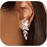 Awinesn Clip on Earrings for Women 925 Sterling Silver Plated Cubic Zirconia Long Tassel Dangle Drop Earrings Non Pierced Earrings for Women Jewelry Gifts Wedding Party