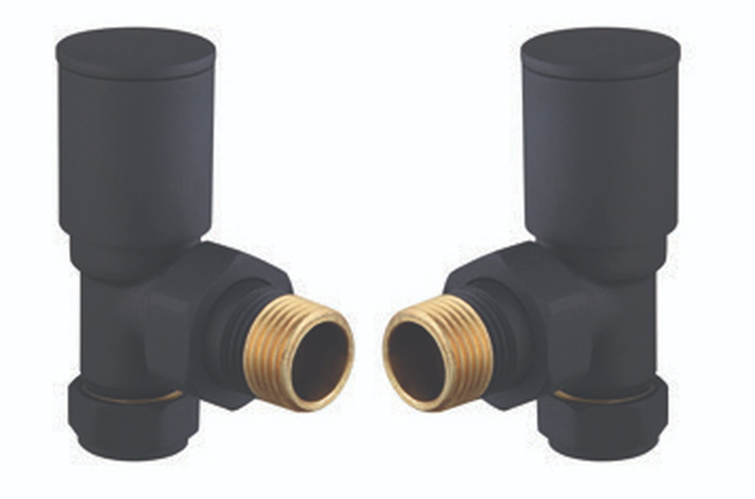 Keenware KRA-198 Lunar Round Towel Rail & Radiator Angled Valves: Black