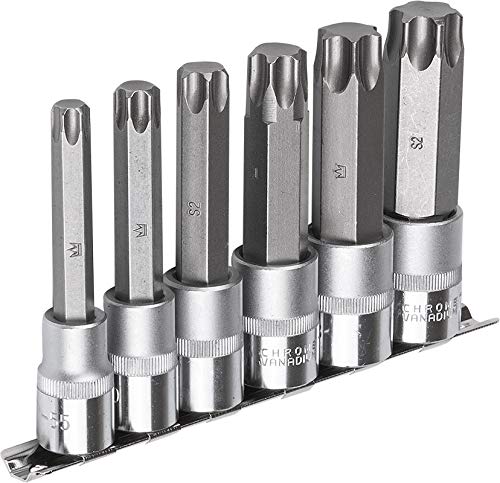 Richmann Exclusive Star bits Socket Set 6 pcs, torx T55-T100, 1/2",100 mm Long (C6920)