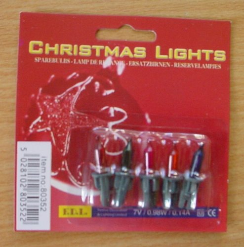 5 Multi Push in Spare Bulbs for Fariy Lights 7v 0.98w 0.14a (S40)