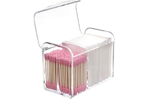 Sooyee Qtip Holder Dispenser for Cotton Ball, Swab, Round Pads, Floss,3 Compartment Plastic Apothecary Jars,Bathroom Organization ,Vanity Organizers and Storage,Clear