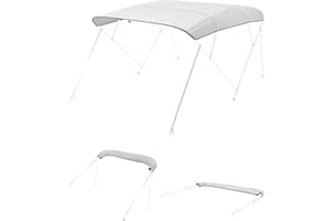 VEVOR 4 Bow Boat Bimini Tops, 600D Polyester Canopy, Waterproof & Sun Protection Boat Awning Canopy with Storage Bag, Bimini 