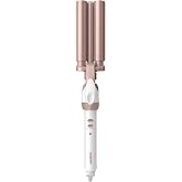 Conair Curling Iron &amp; Waver Hair Tool, Triple Barrel, White/Rose Gold | Double Ceramic Conair curling iron with 5/8" outer barrels, a 1/2" inner barrel, 30 heat settings, and auto-off function