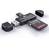 Micro USB OTG to USB 2.0 Adapter, SD/Micro SD Card Reader with Standard USB Male & Micro USB Male Connector for Smartphones/T