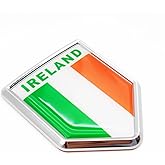 Overdecor Ireland Flag Decal Stickers Car Emblem Irish Car Accessories Decorations Chrome Shield Flag Sticker Decals for Cars Truck Vehicles, 2 Pack