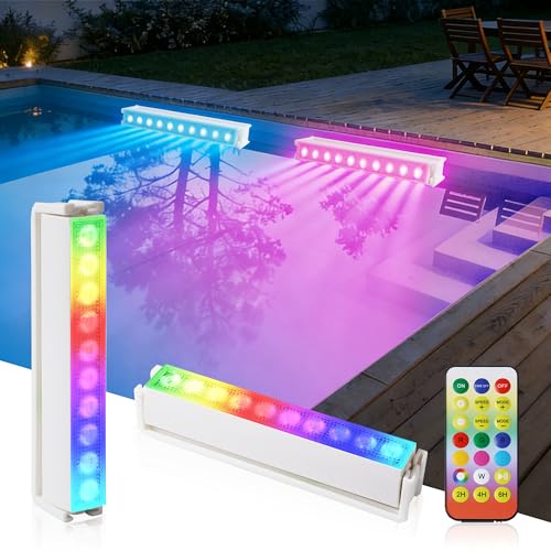 LED Underwater Pool Light Wireless Rechargeable Submersible Lamp with Remote Control, 8 Lighting Modes, IP68 Waterproof Pool Off Ground, Ponds and Parties (2)