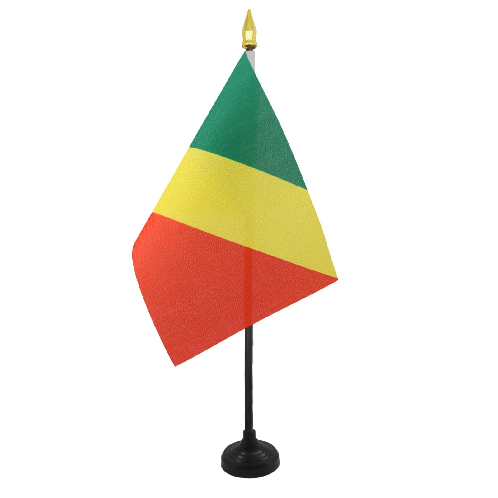 AZ FLAG - Republic of the Congo Table Flag 4'' x 6'' - Congolese Mini Desk Flag 100% Polyester 15 x 10 cm - Office Mini Banner with 10'' Pole - Golden Spear