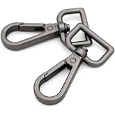 CRAFTMEMORE Matte Black Snap Hook Swivel Lobster Clasps Metal Push Gate Purse Clip Accessories SC21 (1 Inch, 2 Pack)