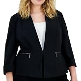 Kasper Womens 3/4 Cuffed Sleeve Cardigan-Style Blazer