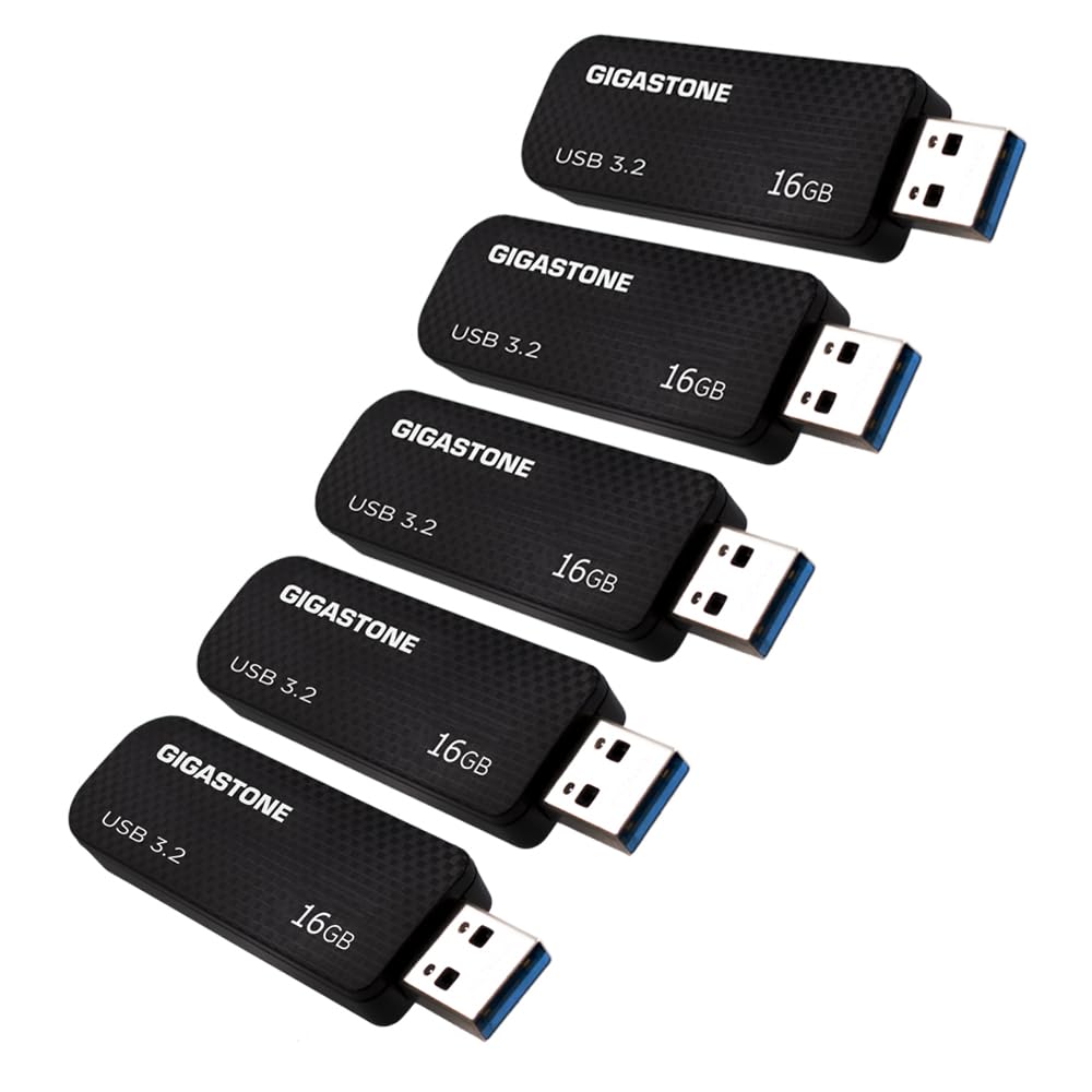 GIGASTONE 16GB 5-Pack Z30 USB 3.2 Gen 1 Flash Drive, Capless Retractable Design Pen Drive, Reliable Performance & Durable, USB 2.0 / USB 3.0 / USB 3.1 Interface Compatible