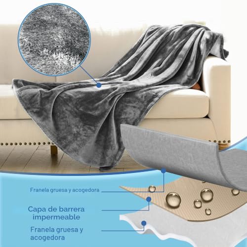 Bedding Aid Reversible Waterproof Blanket, Excellent Leakproof Protective Cover to Protect Bed Mattress, Sofa from Urine and Spills(Dark Grey/Light Grey, 80"x90")